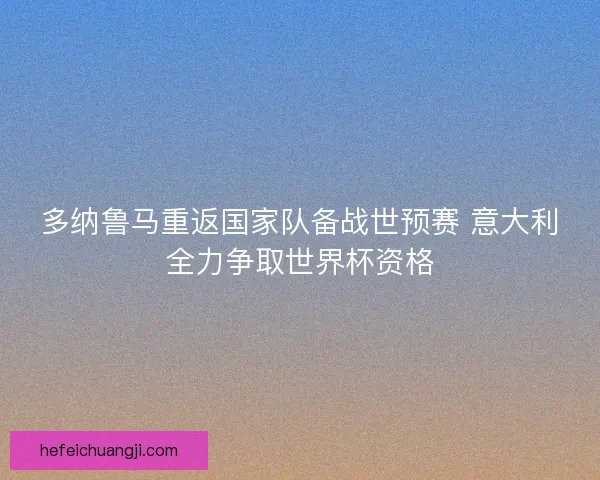 多纳鲁马重返国家队备战世预赛 意大利全力争取世界杯资格