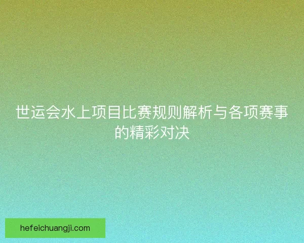世运会水上项目比赛规则解析与各项赛事的精彩对决