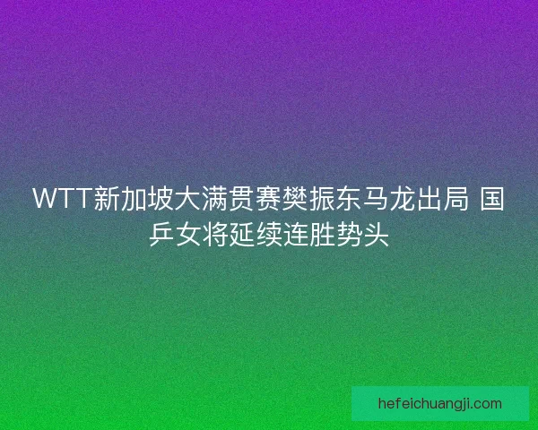 WTT新加坡大满贯赛樊振东马龙出局 国乒女将延续连胜势头